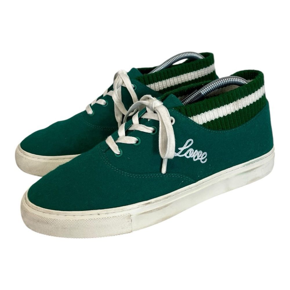 Tory‎ Sport | Green Ribbed Cloth Leather Lace Up Love All Sneakers 10.5